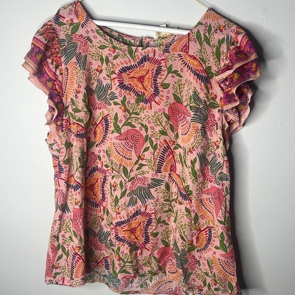 Women’s Size XL Cynthia Rowley Cream Light Pink Floral Top